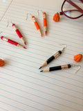 Hello Fall - Red, Orange, Black Pencil Earrings