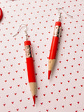 Signature Colored Pencil Earrings - RED