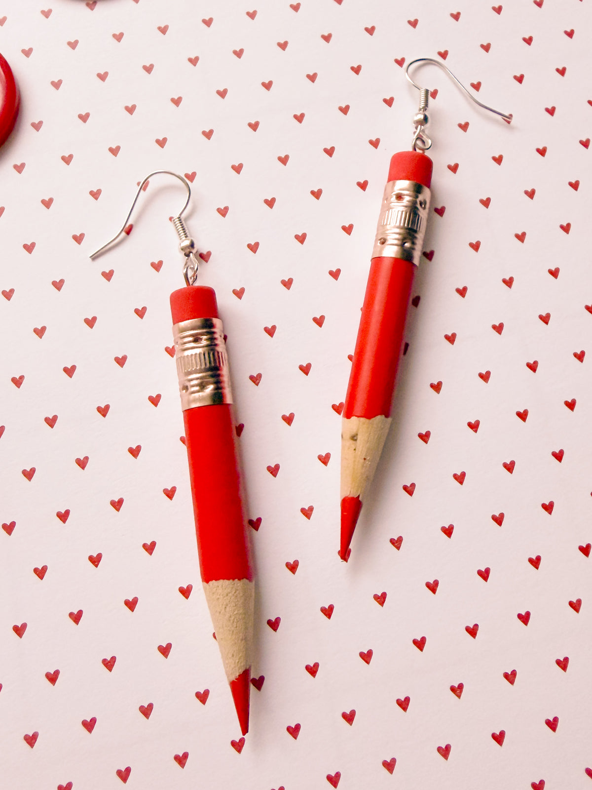 Signature Colored Pencil Earrings - RED