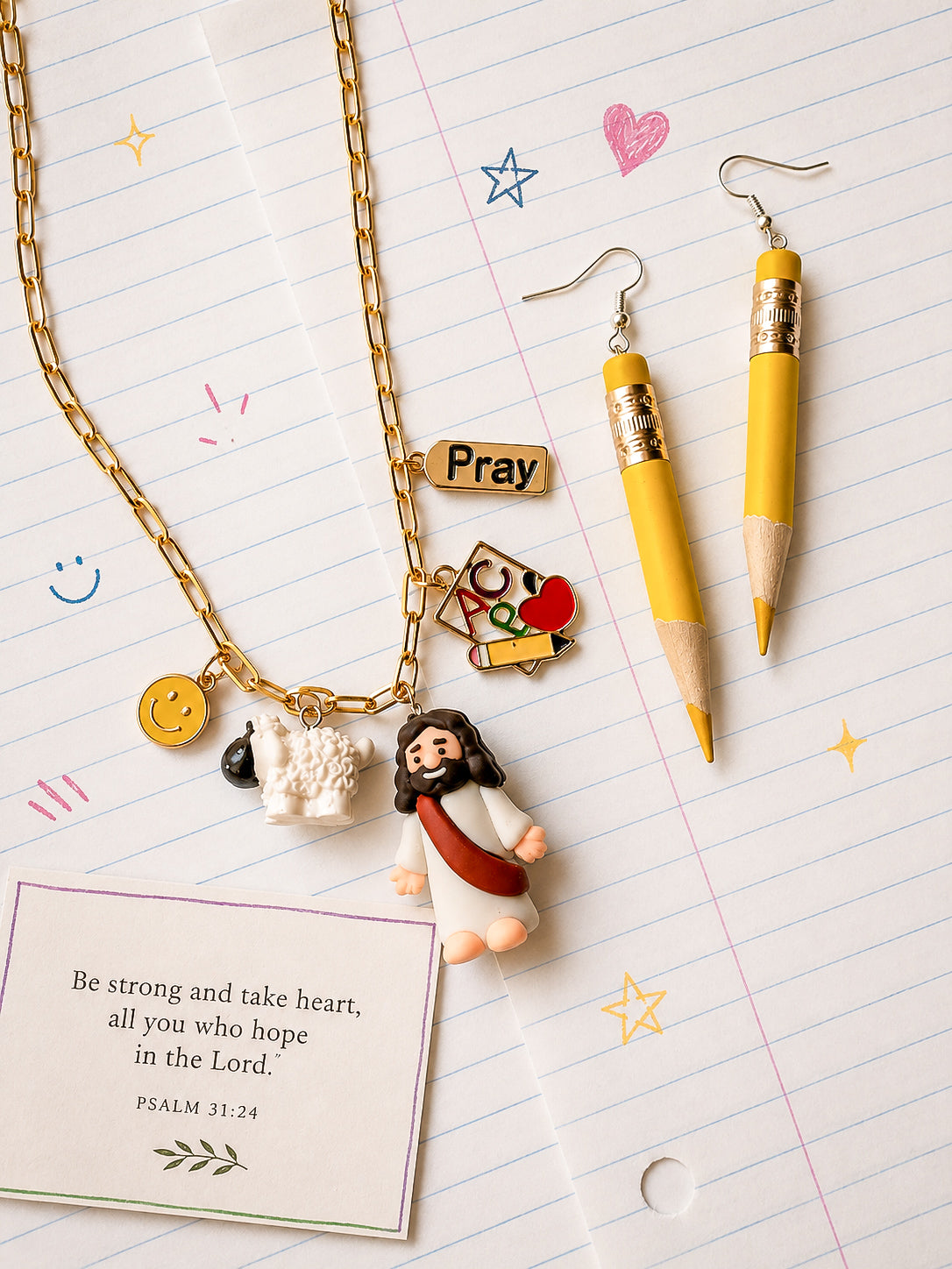 Signature Colored Pencil Earrings - YELLOW