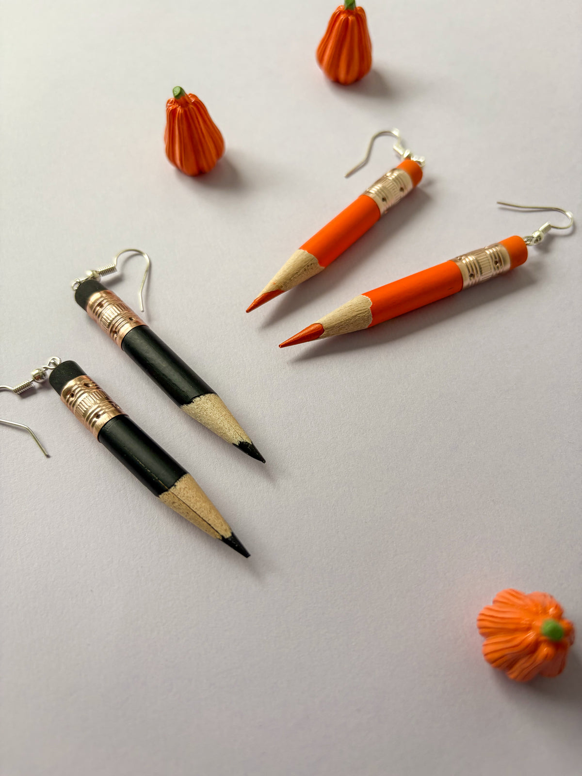 October Social - Orange and Black Pencil Earrings