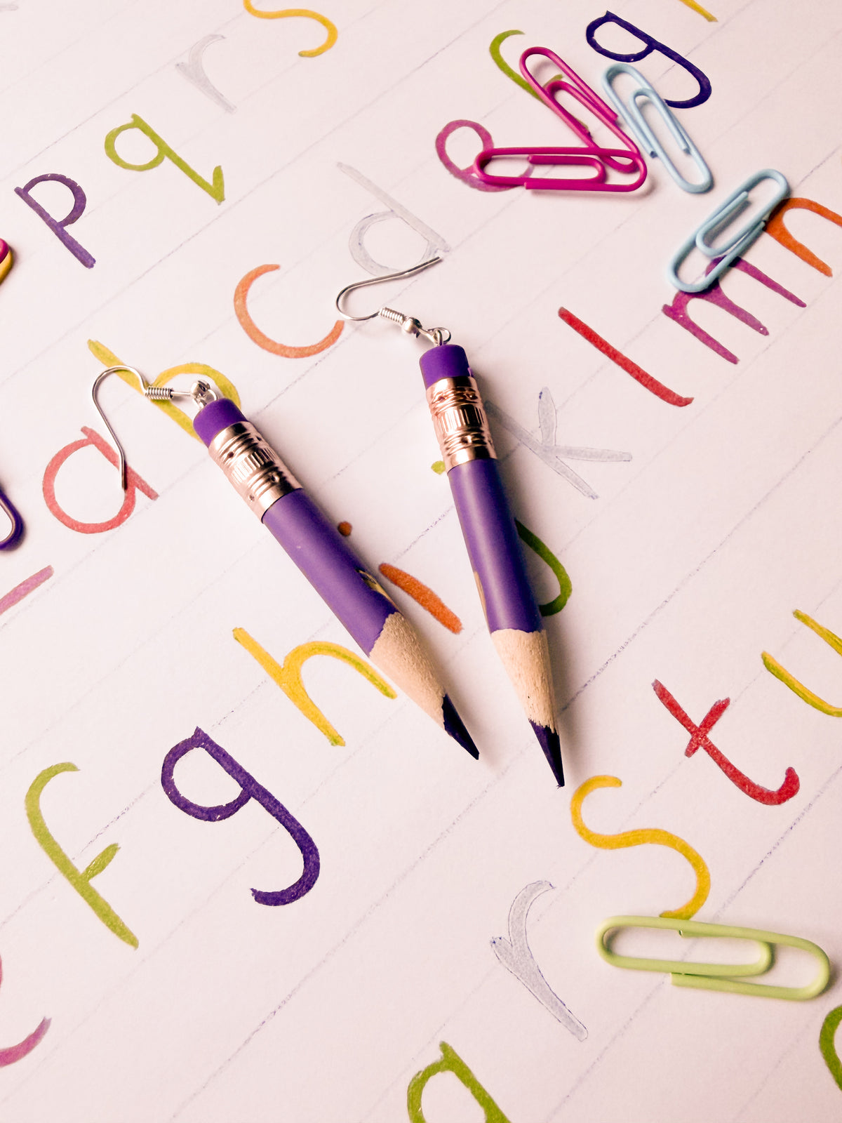Signature Colored Pencil Earrings - PURPLE