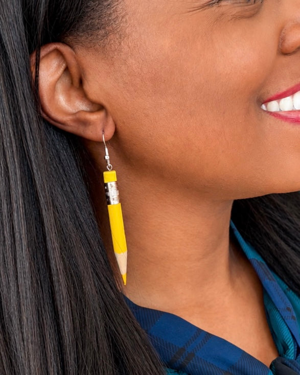 Signature Colored Pencil Earrings - YELLOW
