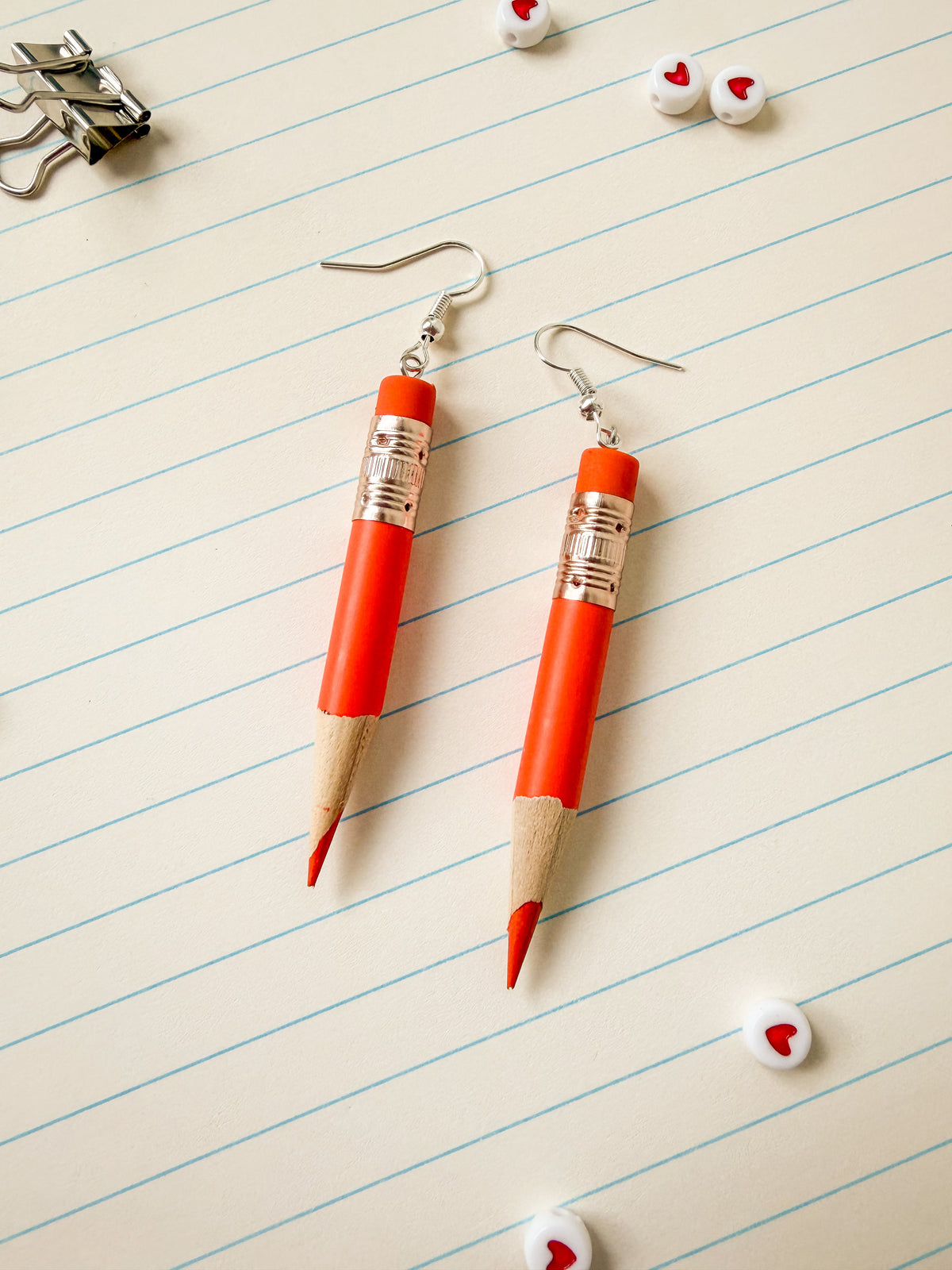 Signature Colored Pencil Earrings - ORANGE