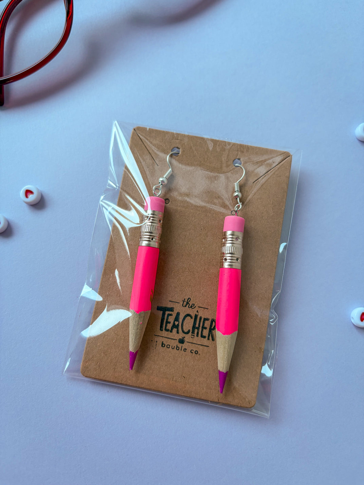 Signature Colored Pencil Earrings -  PINK