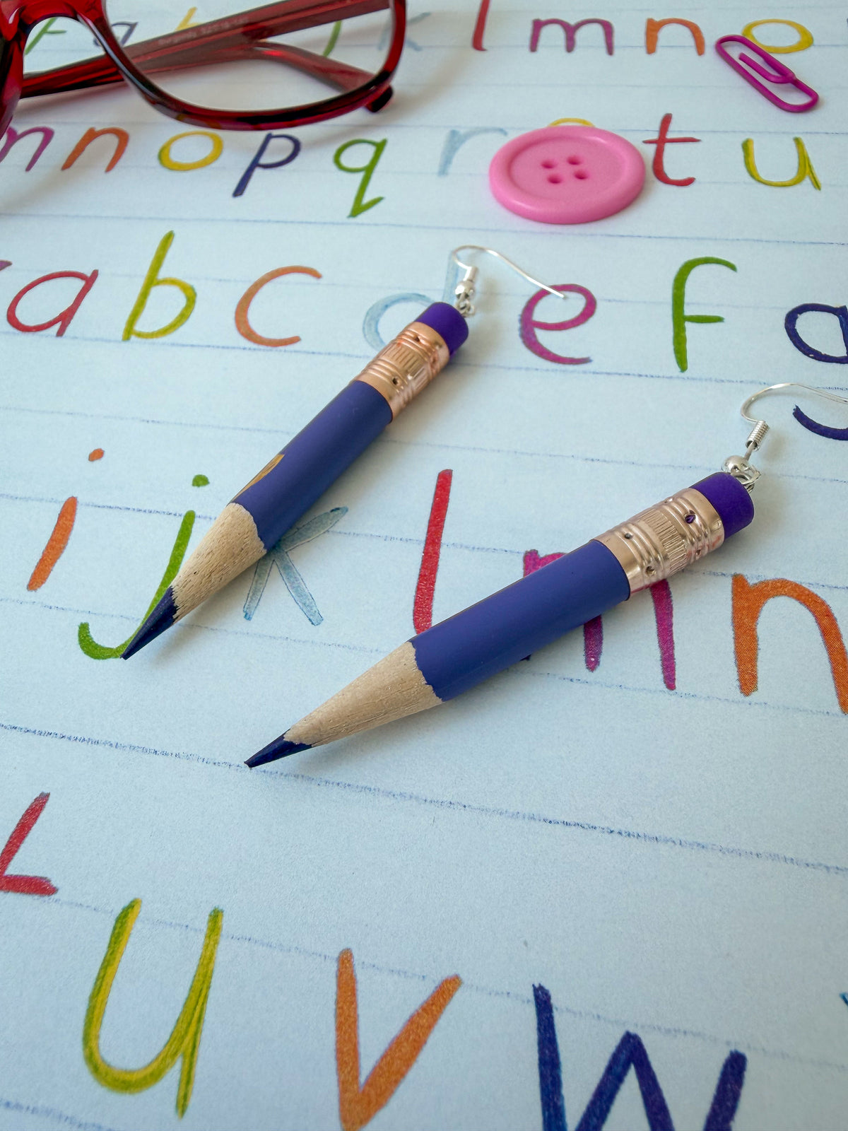 Signature Colored Pencil Earrings - PURPLE