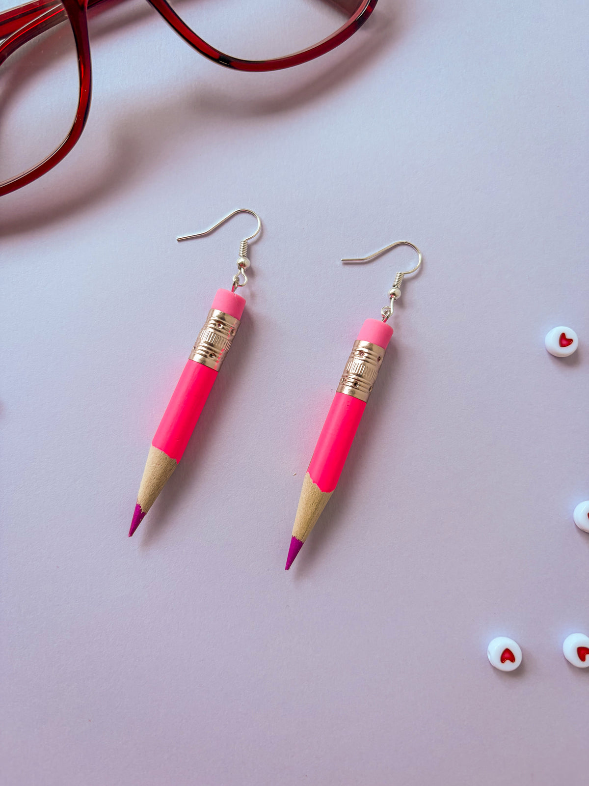 Signature Colored Pencil Earrings -  PINK