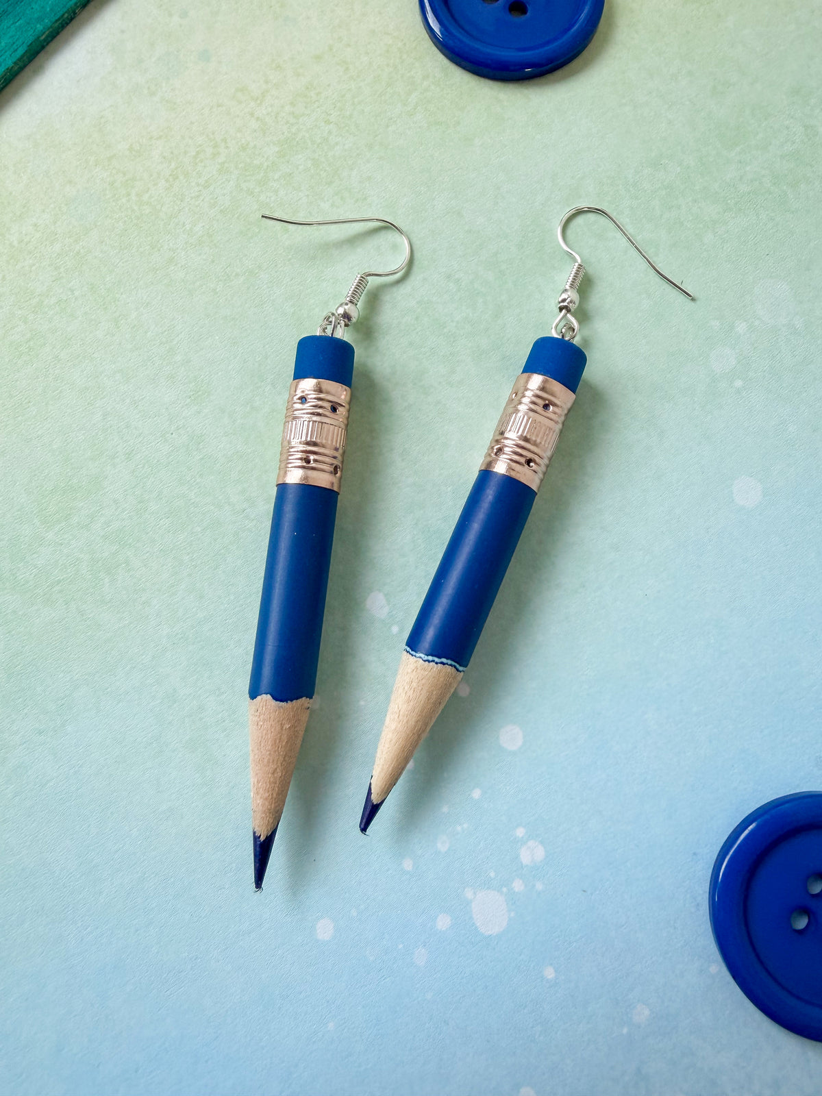 Signature Colored Pencil Earrings - DARK BLUE