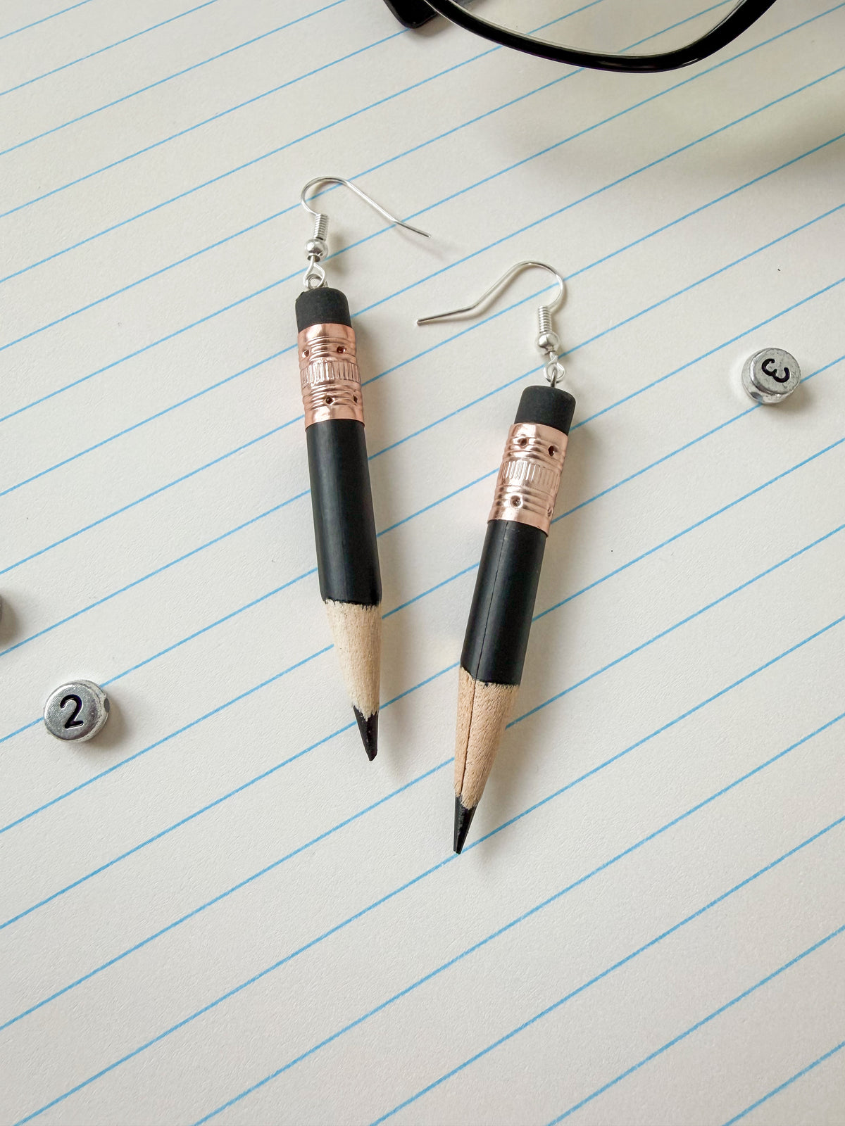 Signature Colored Pencil Earrings -  BLACK