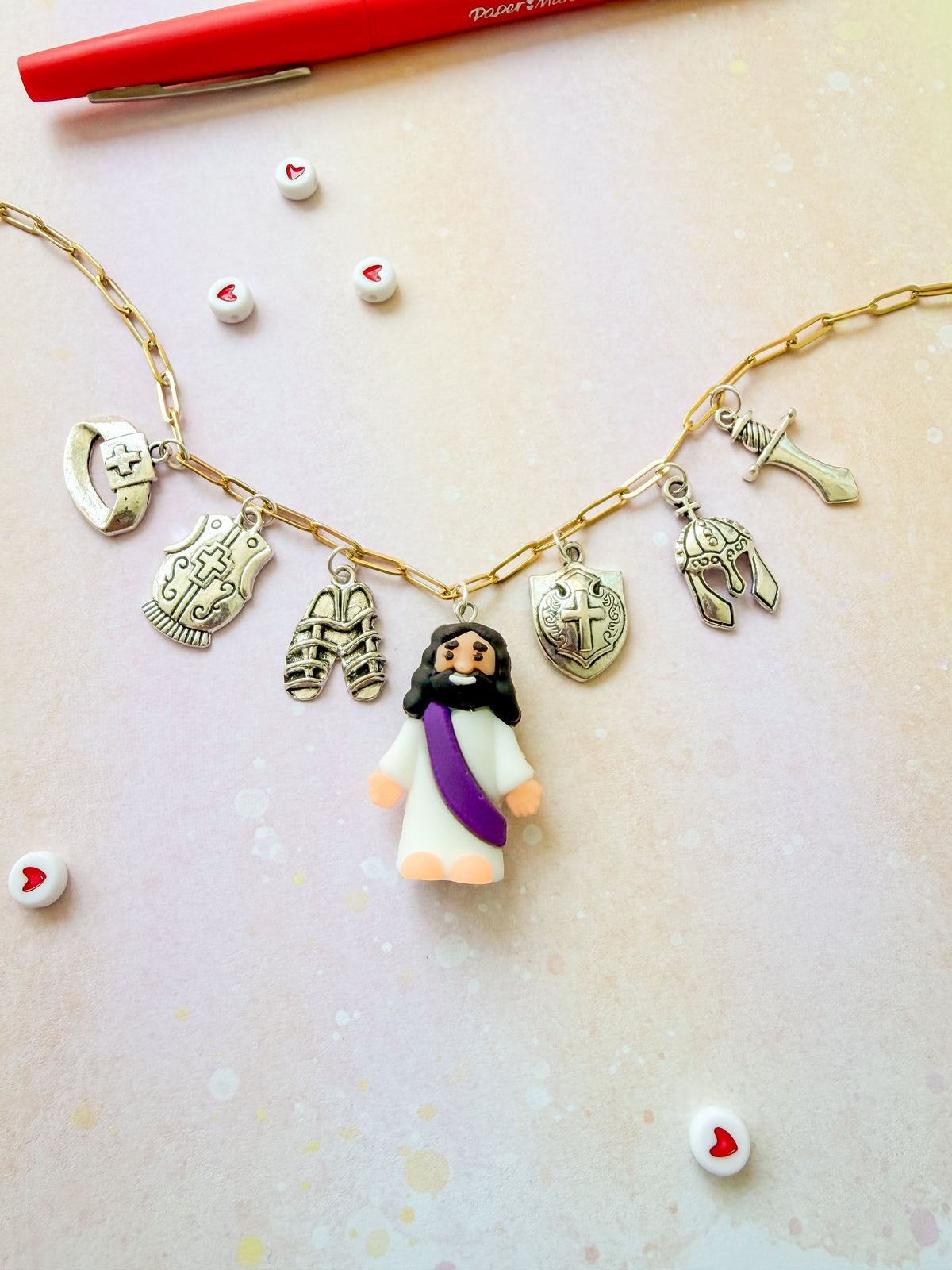 Little Jesus Charm Necklace - Armor of God